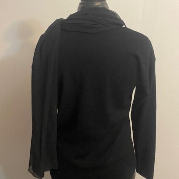 Ellen Tracy Black Wool detachable scarf sweater, size S - Picture 2 of 3